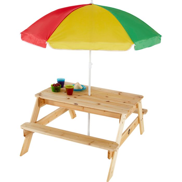 Gang voorspelling Vriend Plum kinder picknicktafel met parasol hout online kopen | Buffalo.nl