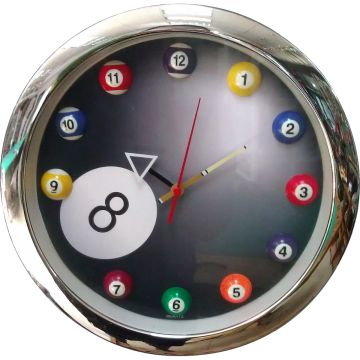 Wooden Billiard Pool CLOCK Billiards Design Game Room Decor Pool Ball Wall  Clock