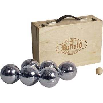 Jeu de boules set metaal (6st.) in houten doos