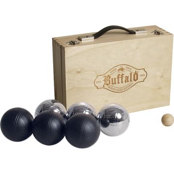 Jeu de boules set gepoedercoat metaal (8st.) in houten doos